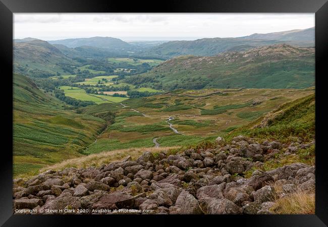 The Hardknott Pass  In The Lake District Framed Print by Steve H Clark
