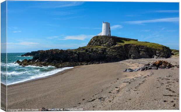 Twr Mawr lighthouse on Llanddwyn Island on the coast of Anglesey Canvas Print by Tim Snow