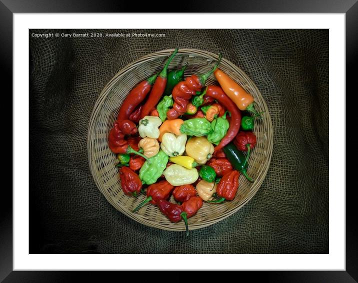 Hot Peppers In A Basket Framed Mounted Print by Gary Barratt