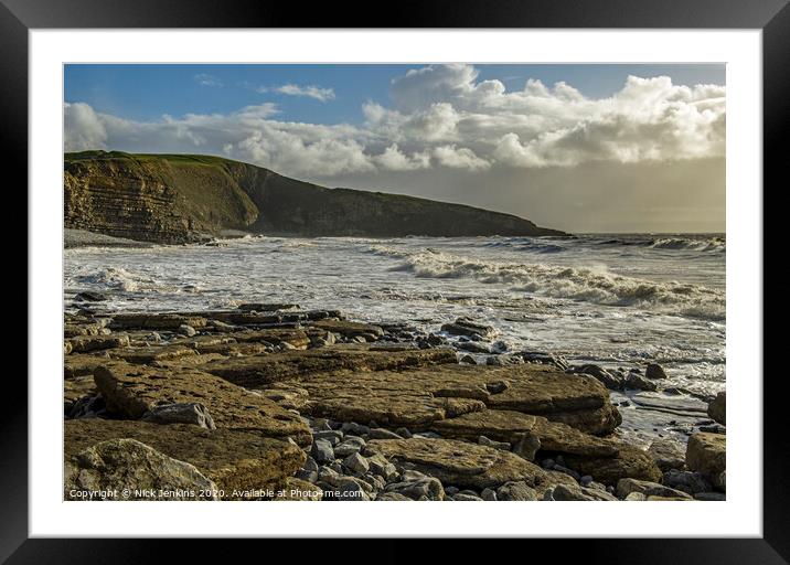 Dunraven Bay on a windy and sunny afternoon  Framed Mounted Print by Nick Jenkins