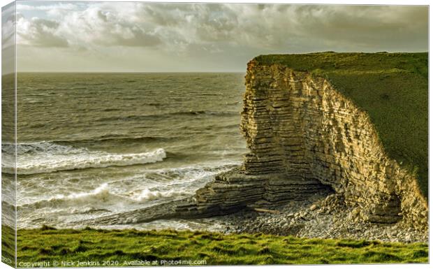 Nash Point Beach on a windy afternoon in October Canvas Print by Nick Jenkins