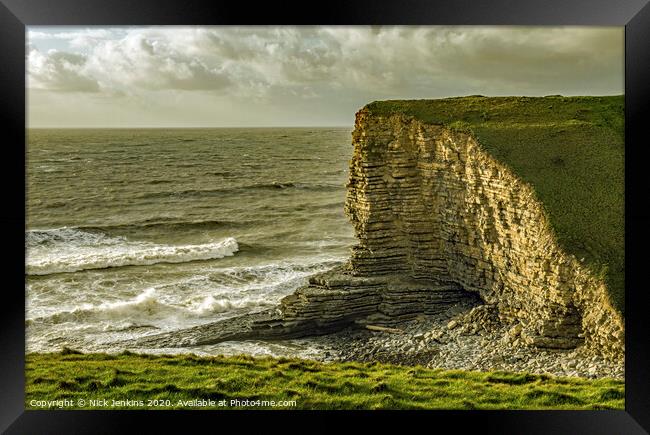 Nash Point Beach on a windy afternoon in October Framed Print by Nick Jenkins