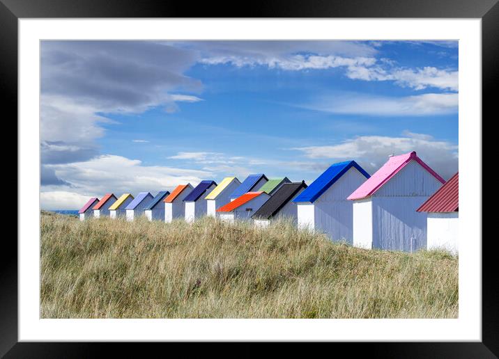 Colourful Beach Huts in Normandy Framed Mounted Print by Arterra 