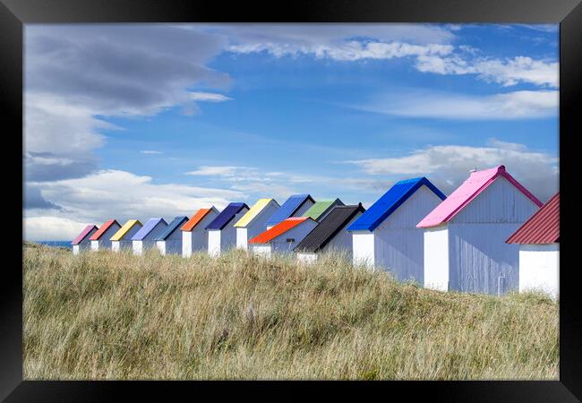 Colourful Beach Huts in Normandy Framed Print by Arterra 