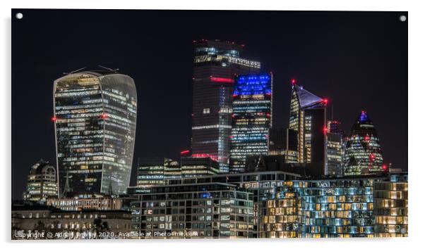 The City of London at nightfall Acrylic by Adrian Rowley