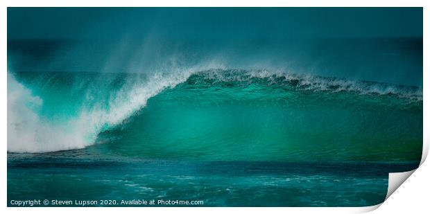 Lanzarote Aqua wave Print by Steven Lupson