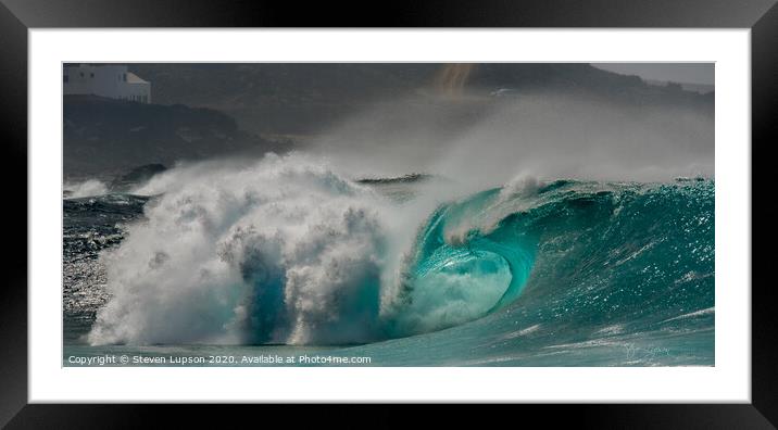 Lanzarote Barrel Wave Framed Mounted Print by Steven Lupson