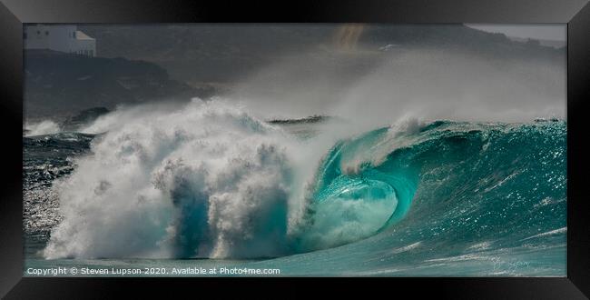 Lanzarote Barrel Wave Framed Print by Steven Lupson