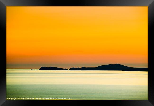 Orange glow over St Brides Bay Framed Print by Chris Warren