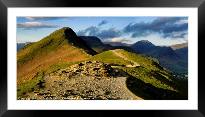 Catbells, caught in early light Framed Mounted Print by Chris Drabble