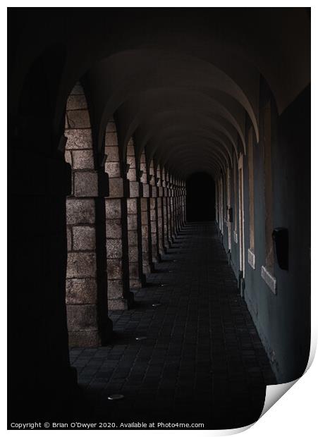 Dark arches of collins barracks, dublin Print by Brian O'Dwyer