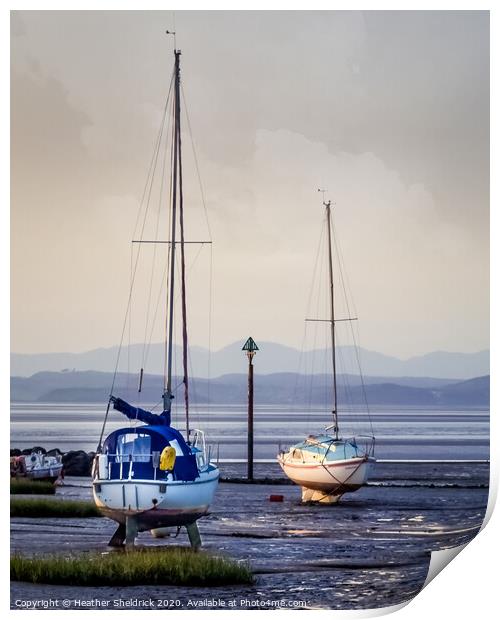 Morecambe Bay Boats at Blue Hour Print by Heather Sheldrick