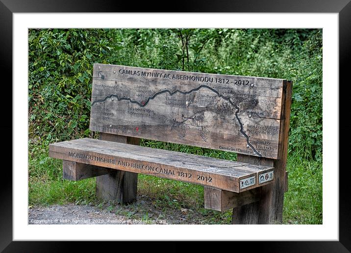 bench aside the mon and brec canal Framed Mounted Print by keith hannant