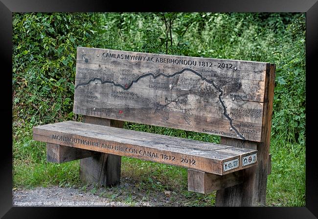bench aside the mon and brec canal Framed Print by keith hannant