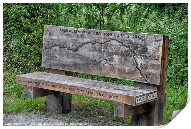 bench aside the mon and brec canal Print by keith hannant
