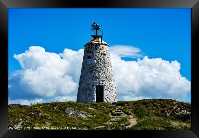 Twr Bach lighthouse on Llanddwyn Island on the coast of Anglesey Framed Print by Tim Snow