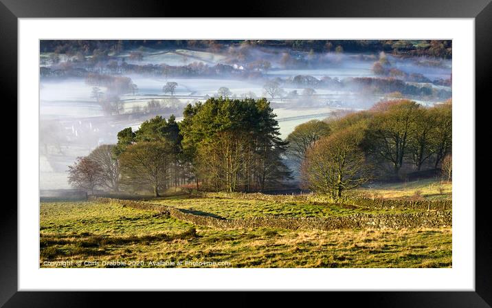 Derwent Valley shrouded in mist Framed Mounted Print by Chris Drabble