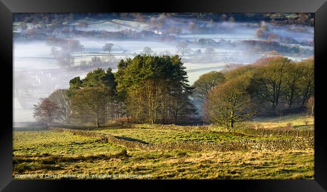 Derwent Valley shrouded in mist Framed Print by Chris Drabble
