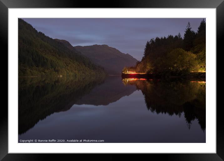 Loch Eck In The Blue Hour Framed Mounted Print by Ronnie Reffin