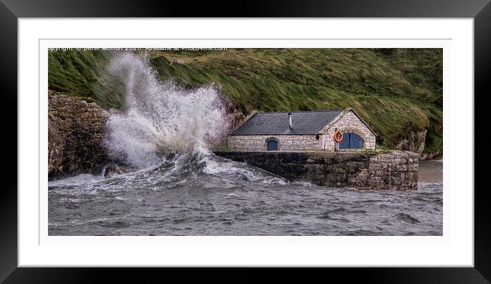 Ballintoy Harbour Storm Framed Mounted Print by Peter Lennon