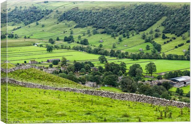 Looking down on Starbotton in Upper Wharfedale  Canvas Print by Nick Jenkins
