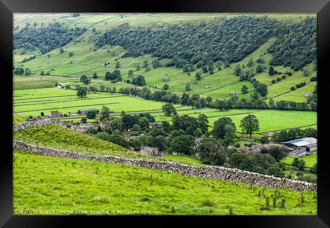 Looking down on Starbotton in Upper Wharfedale  Framed Print by Nick Jenkins