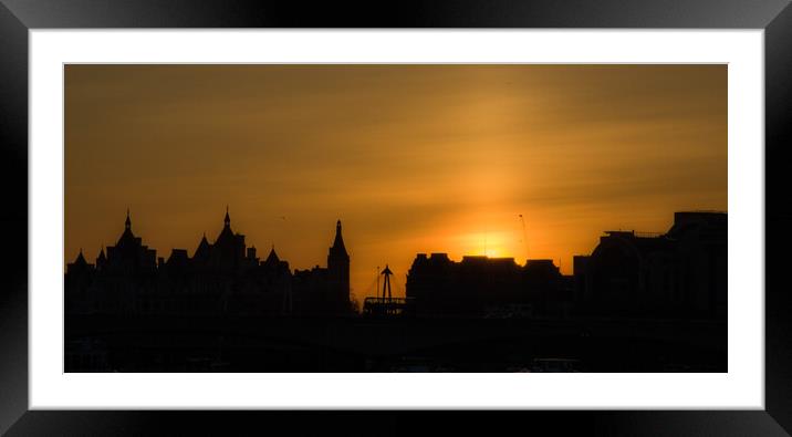 London Skyline silhouette. Framed Mounted Print by David Buckland