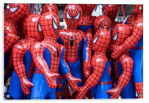 A Cluster Of Spider men. Acrylic by David Buckland