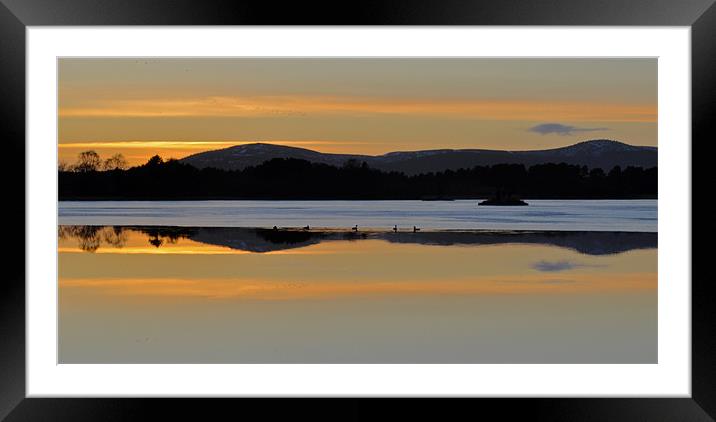 Loch of Skene sunset Framed Mounted Print by alan bain