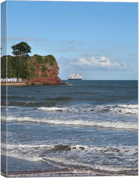 Cruise Ship in Torbay Canvas Print by Elizabeth Chisholm