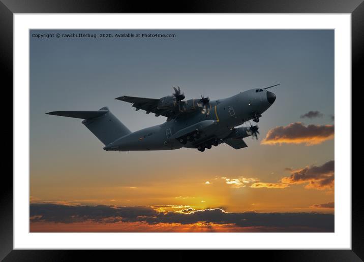 Airbus A400M At Sunset Framed Mounted Print by rawshutterbug 