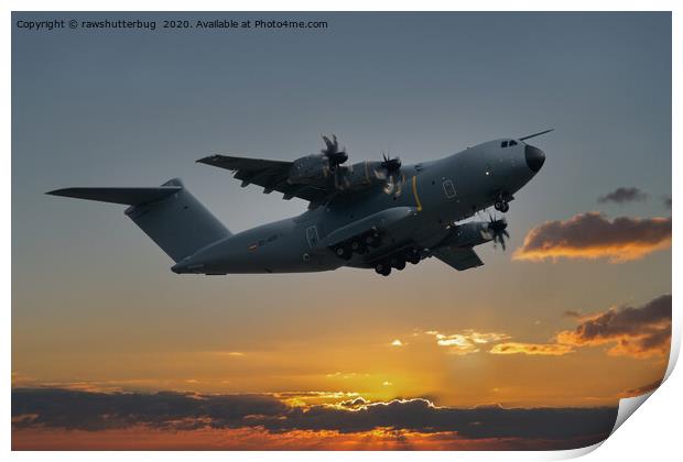 Airbus A400M At Sunset Print by rawshutterbug 