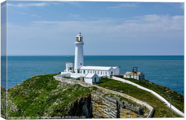 South Stack lighthouse at Holyhead on Anglesey Canvas Print by Tim Snow