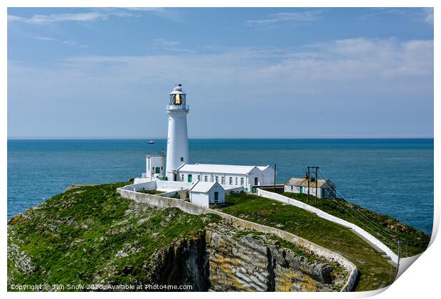 South Stack lighthouse at Holyhead on Anglesey Print by Tim Snow
