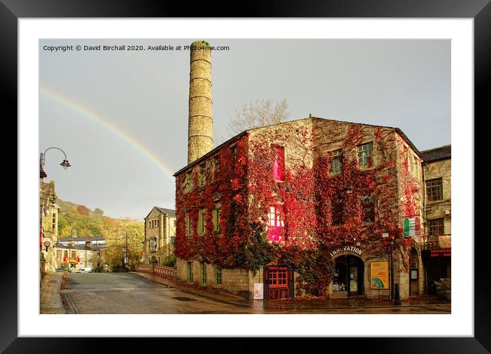 Hebden Bridge on a wet day. Framed Mounted Print by David Birchall