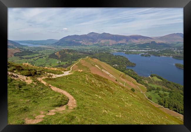 Skiddaw and Keswick From Cat Bells Framed Print by Derek Beattie