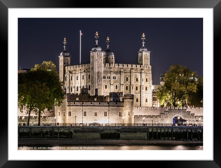 The Tower of London at Nightfall Framed Mounted Print by Adrian Rowley