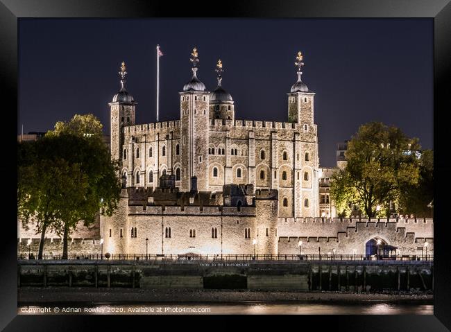 The Tower of London at Nightfall Framed Print by Adrian Rowley