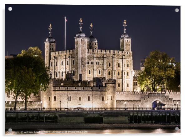 The Tower of London at Nightfall Acrylic by Adrian Rowley