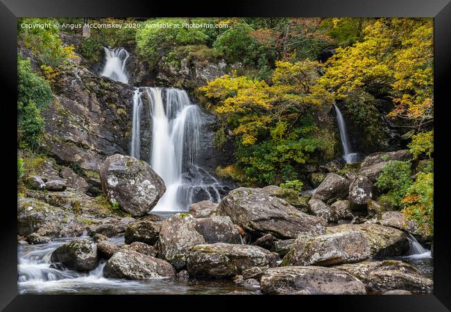 Inversnaid Falls in autumn Framed Print by Angus McComiskey