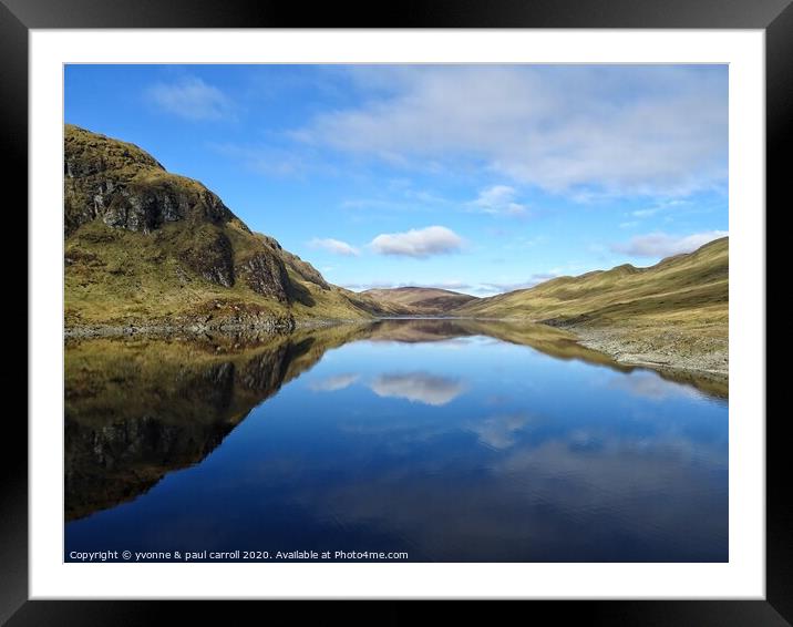 The reservoir at Lawers Dam - reflections Framed Mounted Print by yvonne & paul carroll