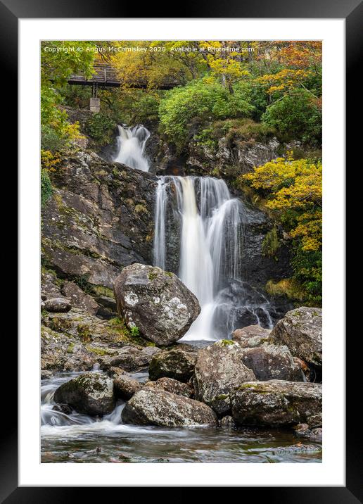 Inversnaid Falls autumn colours Framed Mounted Print by Angus McComiskey