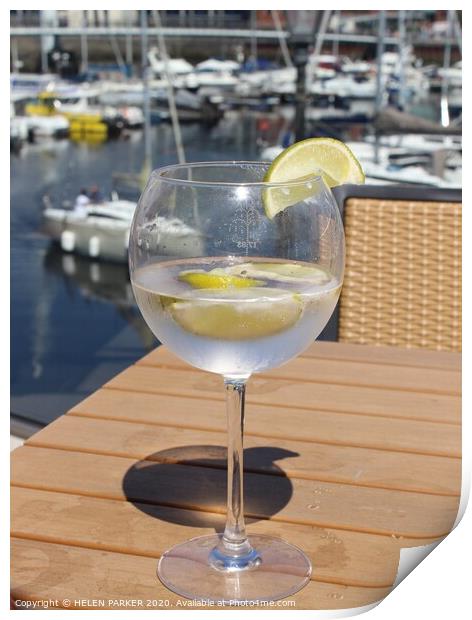 Gin'o'clock on the Marina Print by HELEN PARKER