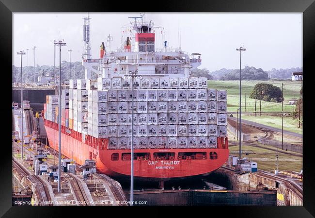 container ship entering panama canal Framed Print by keith hannant