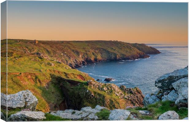 Sunset on Cornish coast Canvas Print by Brenda Belcher