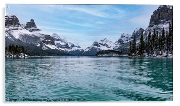 Maligne Lake, Alberta Acrylic by Brenda Belcher