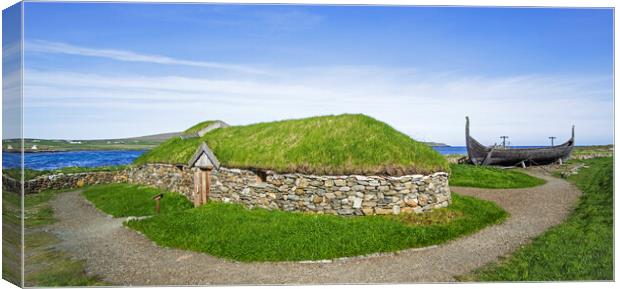 Viking Longhouse and Skidbladner, Shetland Canvas Print by Arterra 