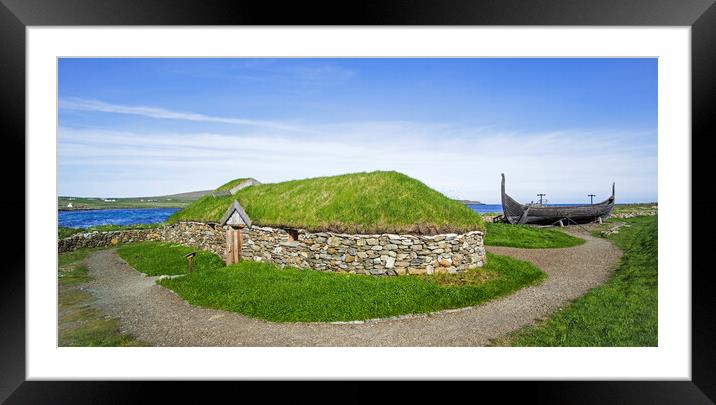 Viking Longhouse and Skidbladner, Shetland Framed Mounted Print by Arterra 