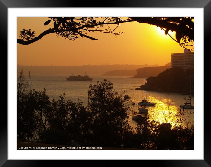 Dramatic Sunset Over Little Manly Cove Framed Mounted Print by Stephen Hamer
