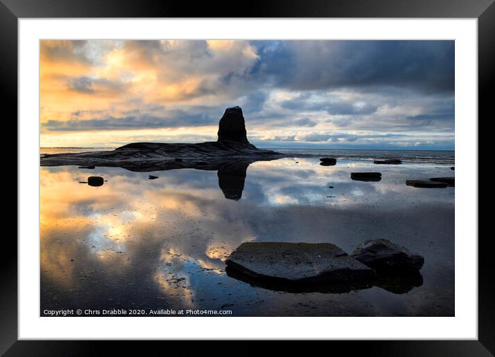 Black Nab at sunset Framed Mounted Print by Chris Drabble
